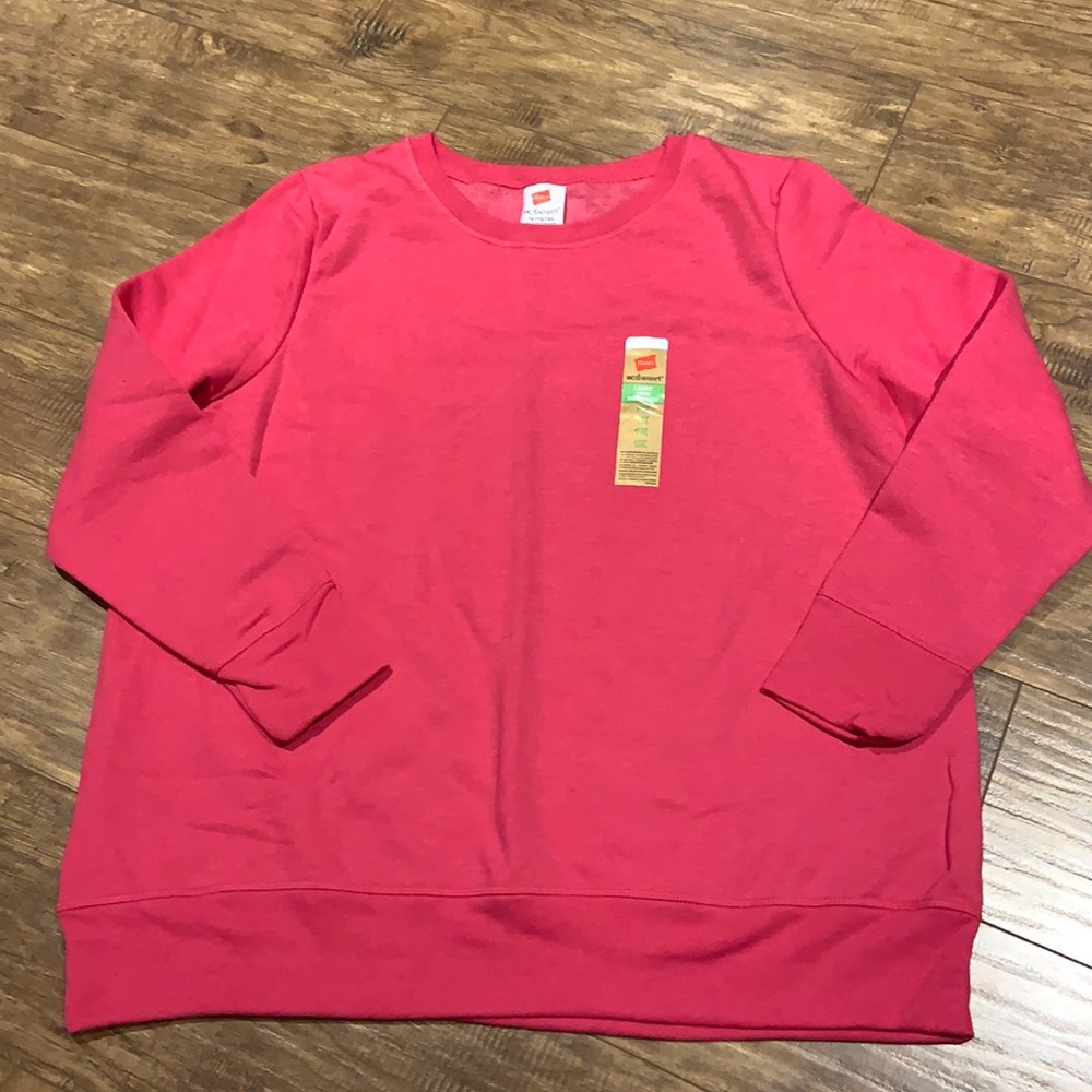 Hanes eco smart crew neck sweater in jazz berry pink